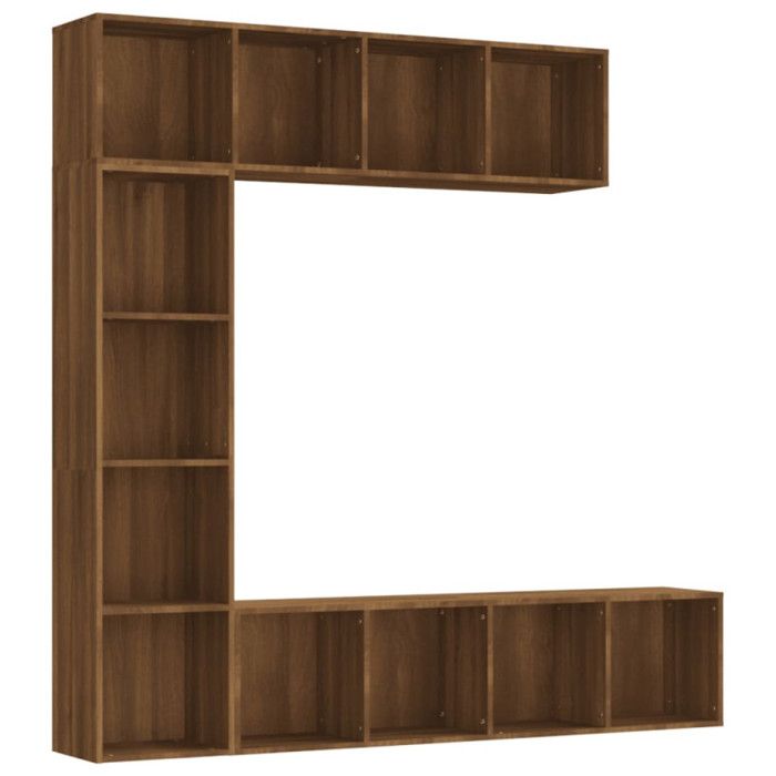 3152715 vidaXL Ensemble bibliothèque-meuble TV 3 pcs Chêne marron 180x30x180cm