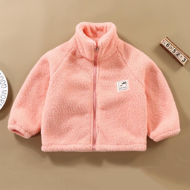 

Детское плюшевое пальто Осень Зима Малыши Мальчики Девочки Цветной блок Молния Длинный рукав Топ Детская Повседневная Теплая Куртка Верхняя одежда 120 розовый