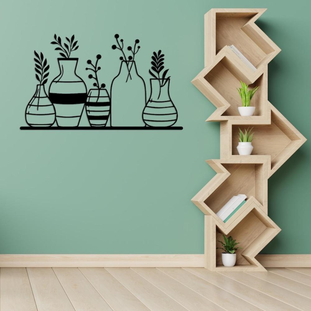 Wrought Iron Vase Wall Art Minimalist Metal Silhouette Home Decor