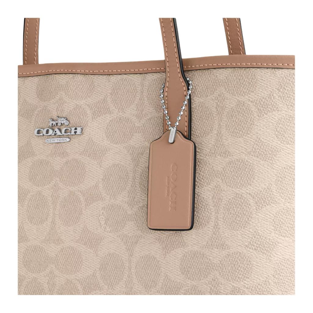 Coach City Logo Coated Canvas Tote Bag Women Tote Bags Gray Brown CDX82-SVPWH