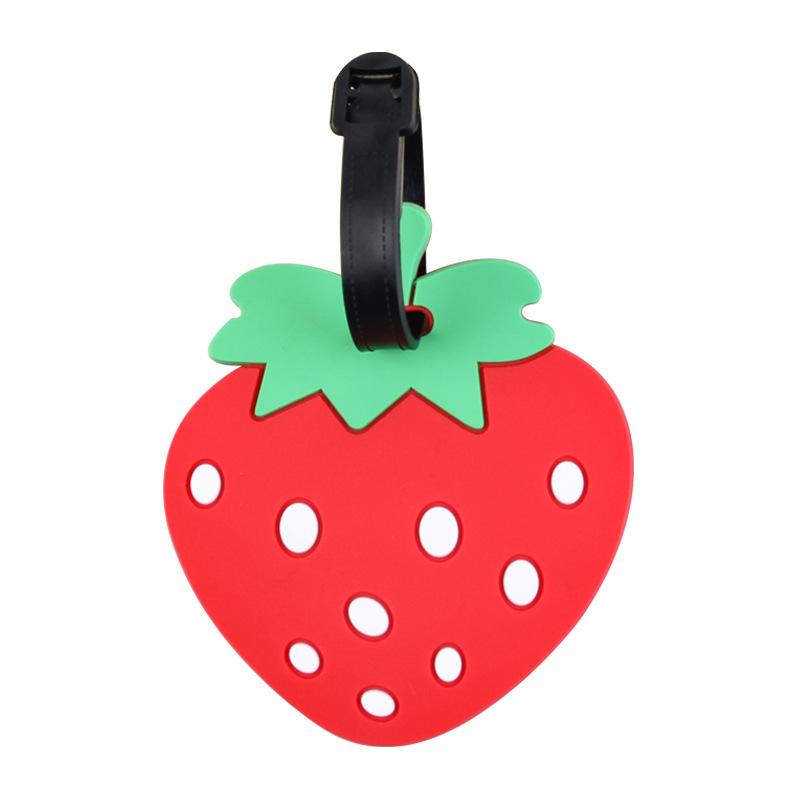 2 Stück Erdbeerform Kofferanhänger Kreativer Personalisierter Hängeanhänger Aufhänger Reise Bordkarte Neuer PVC Weicher Gummi Kofferanhänger