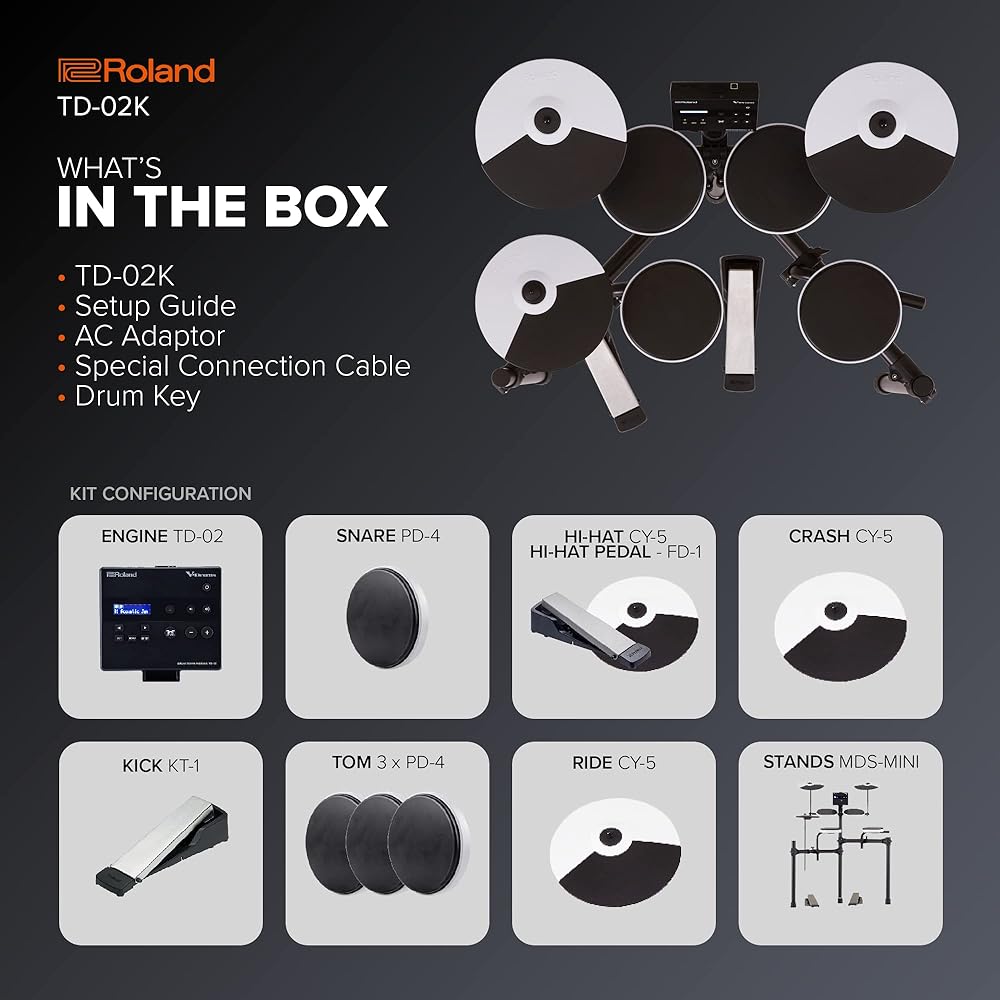 Roland Roland Electronic Drums TD-02K V-drums Entry Model Compact Bluetooth Connection Beginner P...