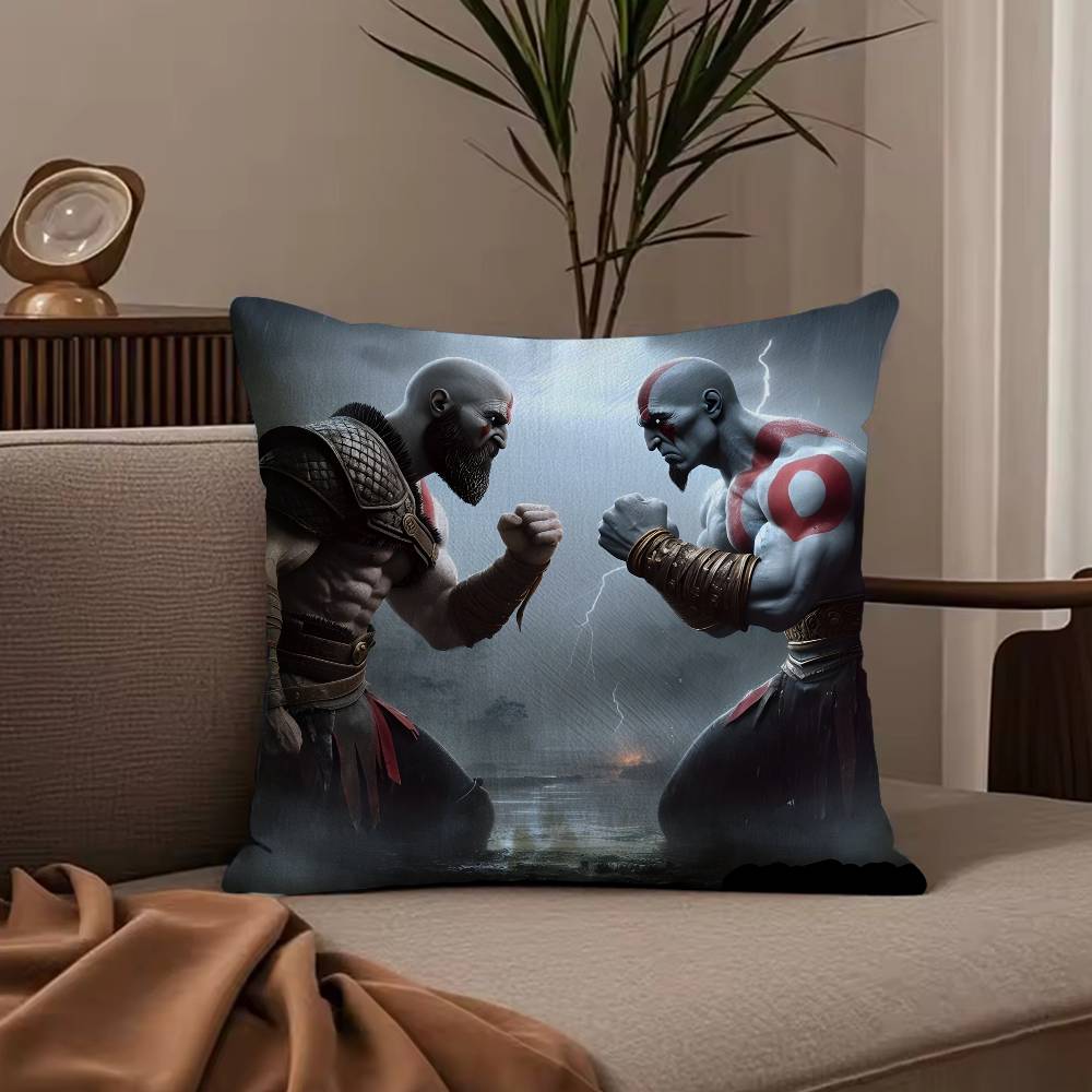 Anime G-God of W-War Ragnarok Pillow Case Anti-dustmite Pillowcase Invisible zipper silky short plush Sofa cushion cover