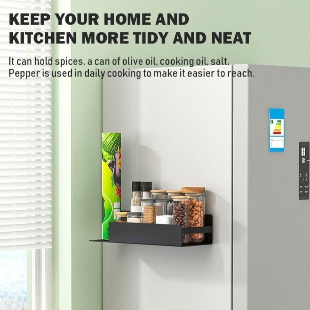 

Полки для холодильника Боковая подвесная стойка для хранения Экономия места Многофункциональное хранилище Кухня чёрный