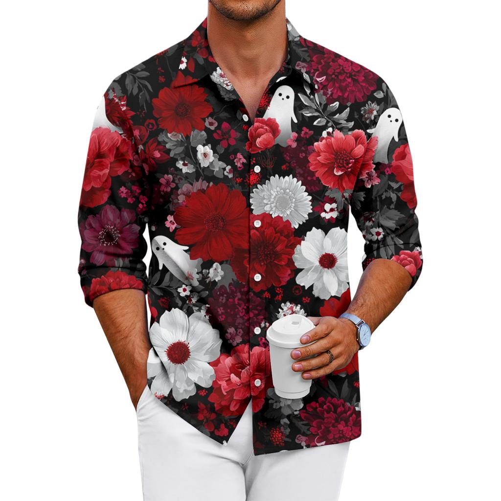 Men's Loose-fitting Casual Button-down Long-sleeved Shirt