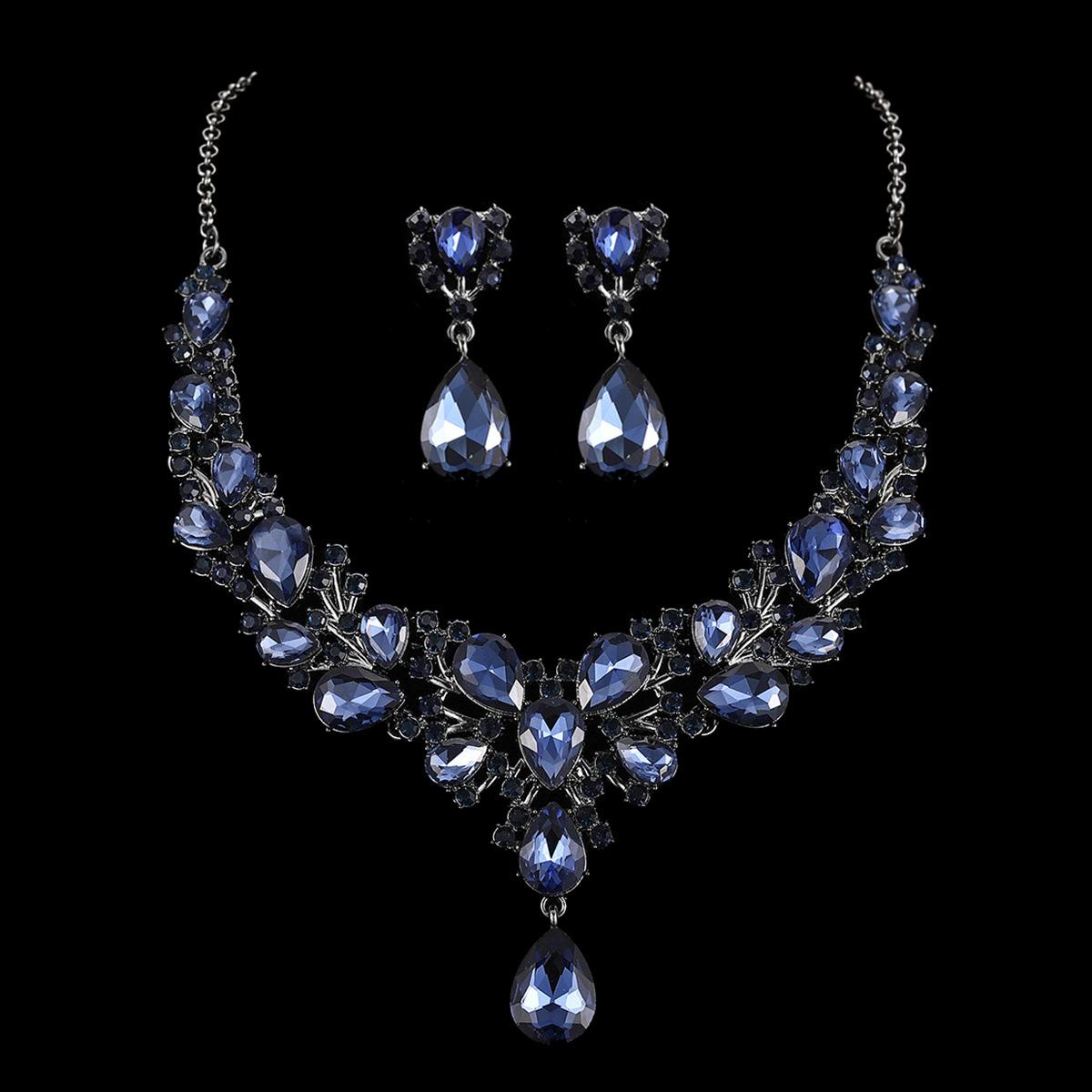 

2026 Bridal Necklace Earrings Two-piece Women s Dinner Ball High-end Versatile Jewelry Accessories 45CM