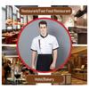 Chef Uniform Chinese Stand-Up Collar Short Sleeve Unisex Chef Tops with Practical Button Closure Color Matching Functional Pocket Restaurant Kitchen