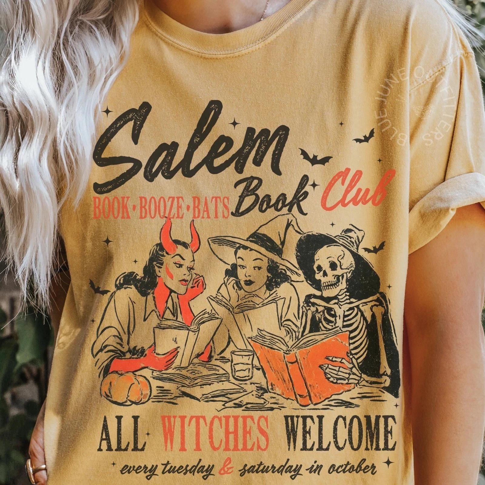 Salem Book Club Graphic Tee Vintage Halloween Unisex T-Shirt XL
