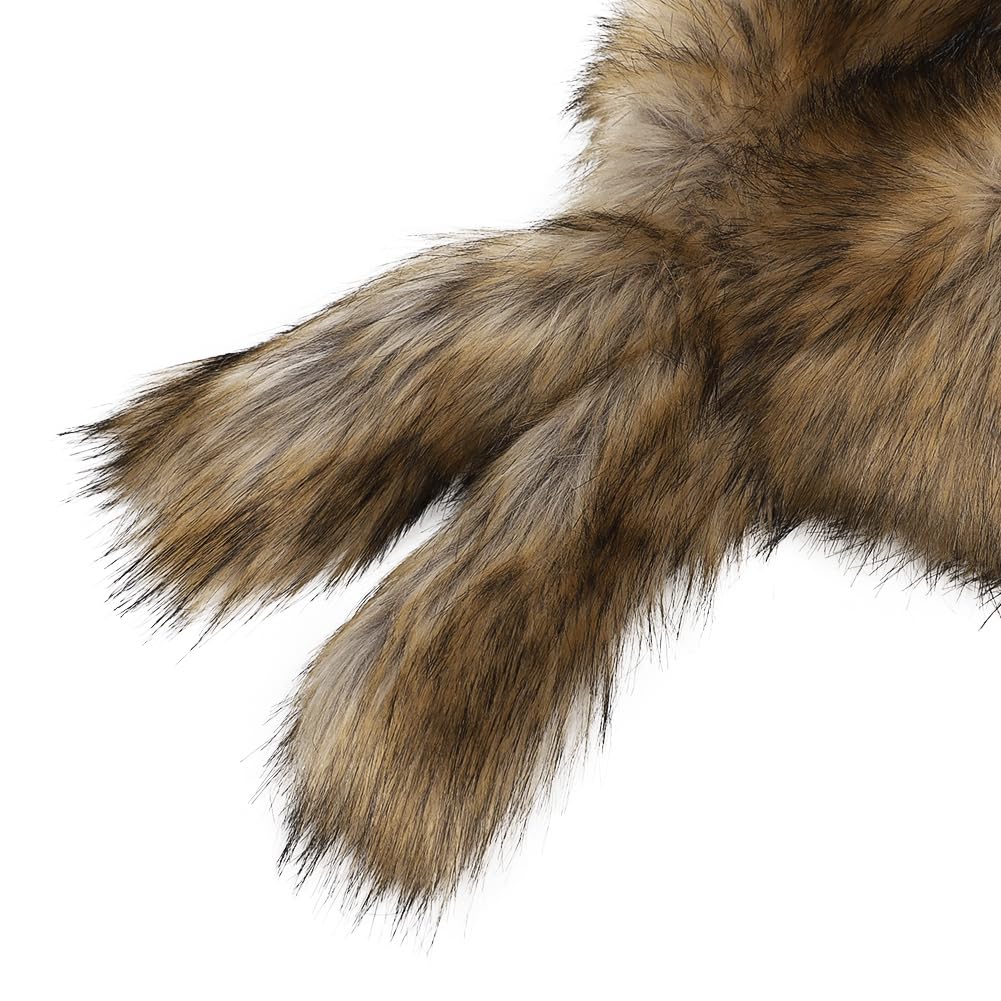 Fur Russian Hat with Drop Animal Adult Fluffy Raccoon Winter Cold Weather Flight Faux Fur Small Snow Playing in the New Brown Hat, Ears, Hat, Women's,