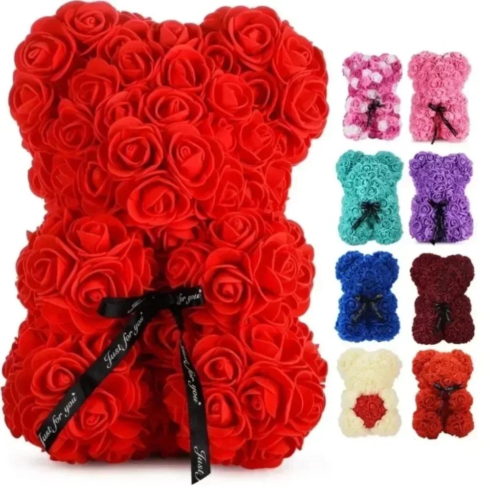 Artificial Flower Eternal Rose Teddy Bear for  Birthday Anniversary Gifts & Decor Miniatures A for My Girlfriend Valentine's Day