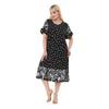 Women's Plus Size White Butterfly Polka Dot Pocket Dress With Ruffle Skirt