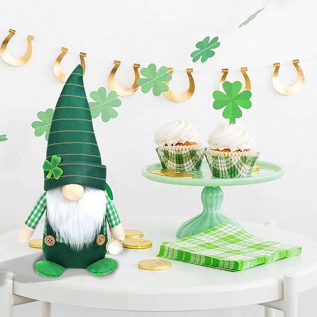St. Patrick's Day Knitted Hat Couple Faceless Doll Party Party Decoration Doll Decoration