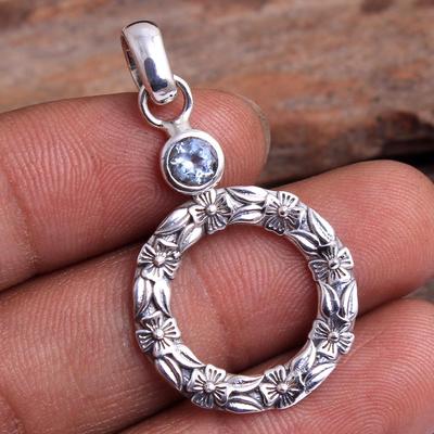 Topaze bleue péridot améthyste Larimar Citrine pendentif fait à la main 100% 925 argent Sterling bijoux fins