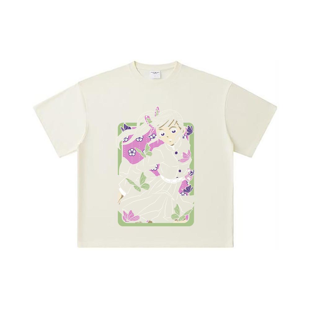 260 GSM Double Yarn 32 Count 100% Cotton Demon Slayer V77 Kanao Print Unisex Heavy Cotton T Shirt