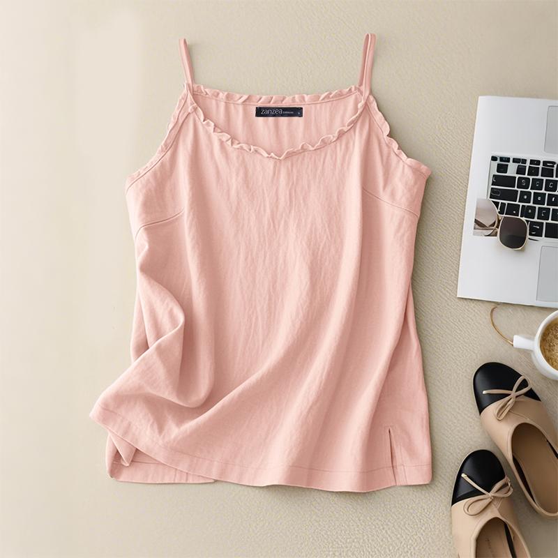 ZANZEA Women Summer Casual Sleeveless Straps Camisoles