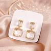 Geometric Square Crystal Earrings, Cold Wind Transparent Gemstone Stud Earrings, High-End Square Earrings For Women