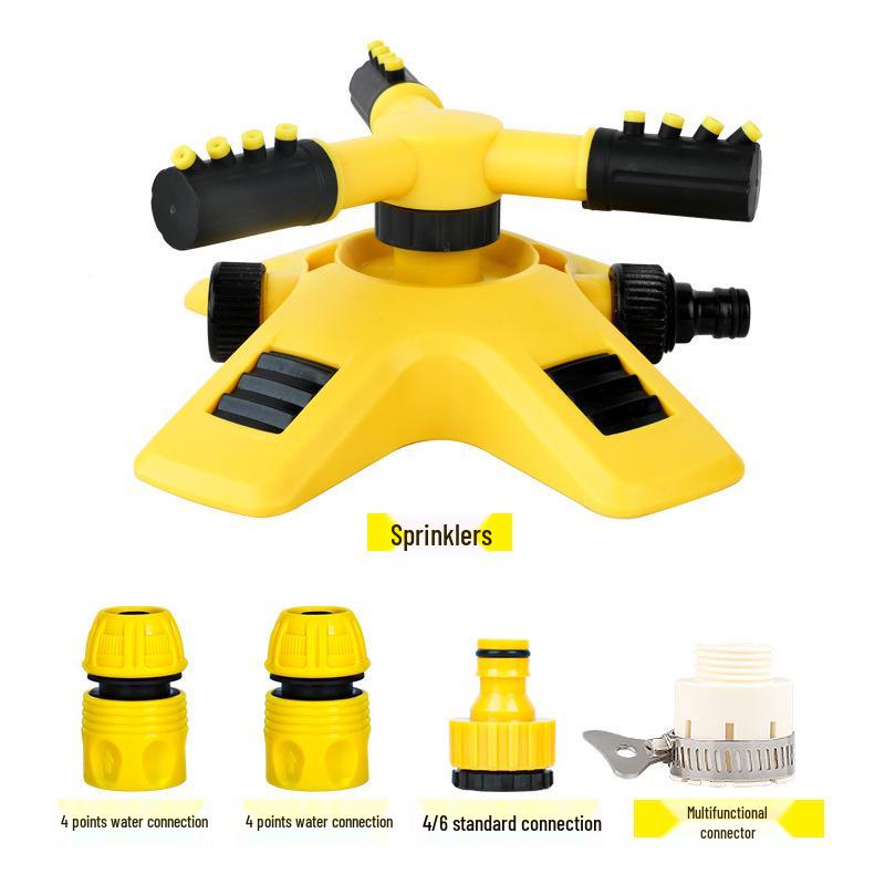 360-Degree Automatic Rotating Three-Arm Garden Sprinkler for Nursery and Vegetable Irrigation