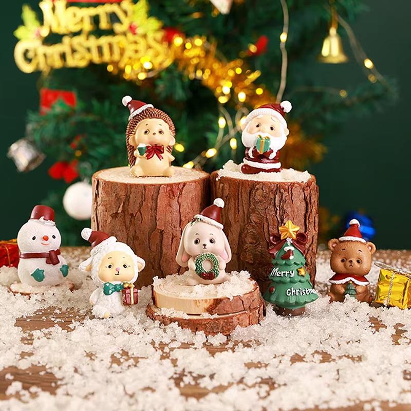 Cute Christmas Resin Animal Craft Mini Creative Ornament for Xmas Tree Party Decor Holiday Souvenir Friend Gift