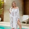 Plus Size Sunscreen Beach Cover Up Lace Mesh Sun-Protective Top Fashion Bohemian Shawl  Lady