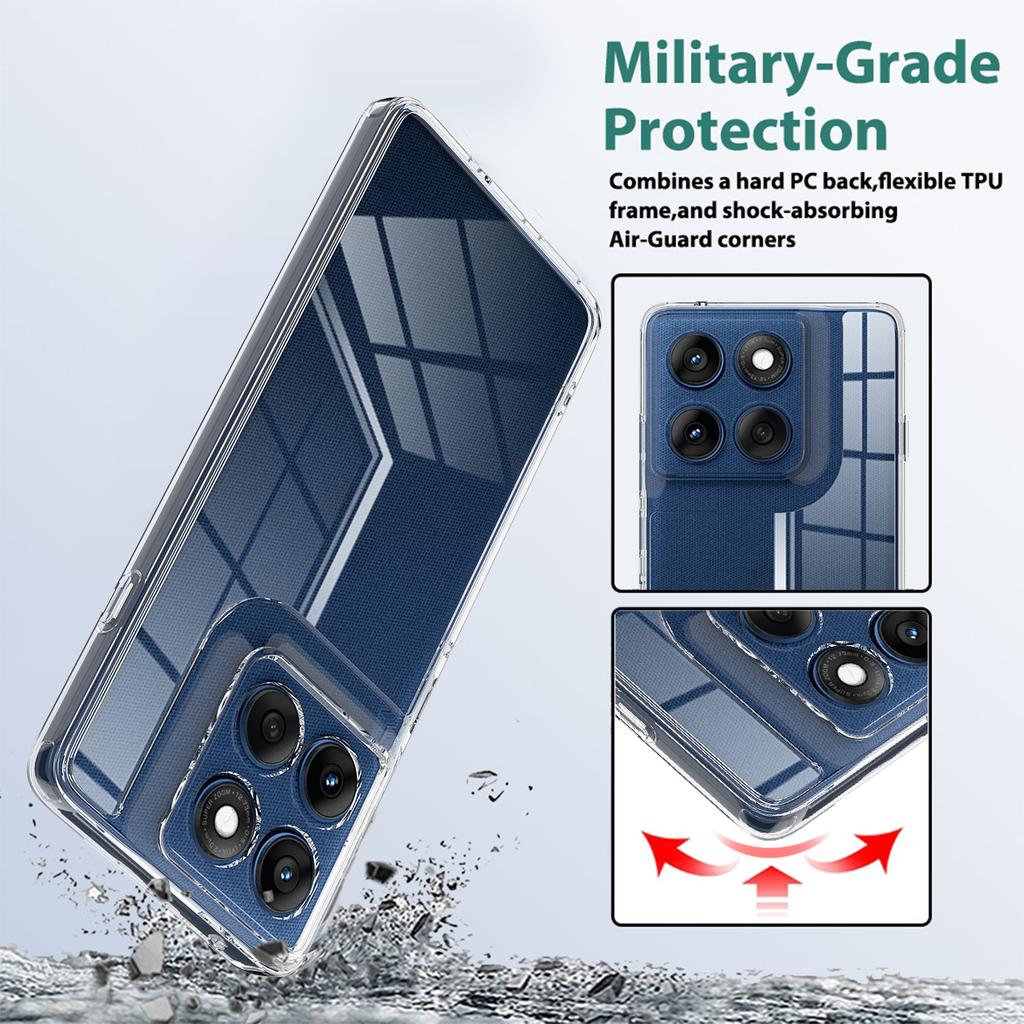 Für Motorola Edge 60 Pro 5G Klare Handyhülle TPU+Acryl Stoßfeste Handy-Rückabdeckung