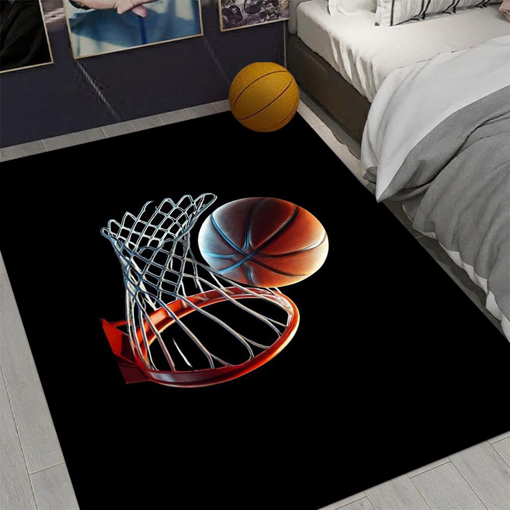 Sports Theme Carpet Mat Rug Basketball Football Baseball 3D Flame Effect Home Decoration for Teenager Room Non-Slip Floor Mat