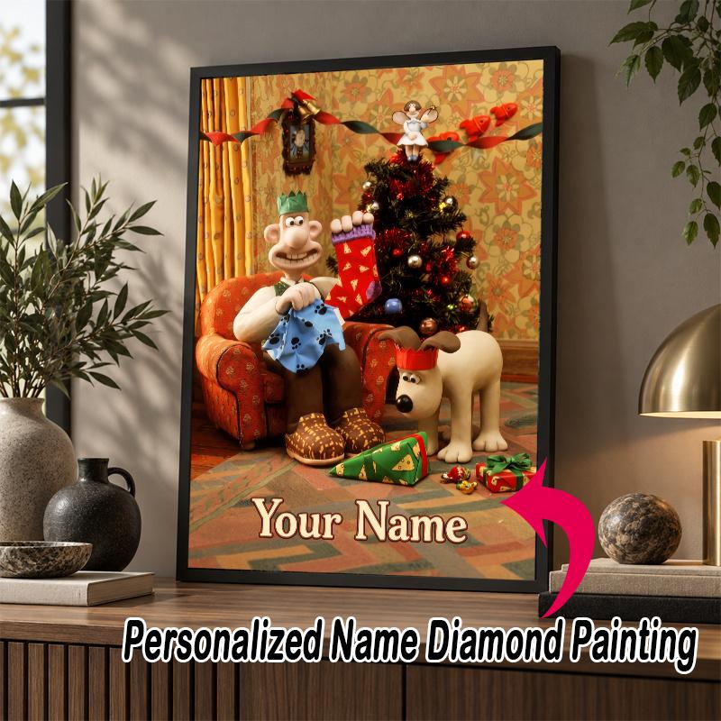 Custom Name Wallace & Gromit 5D Diamond Painting Personalized Full Drill Diamond Art Kit Gift