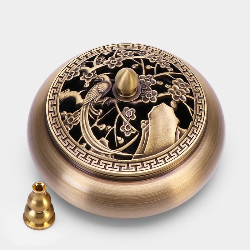 Jinlian Räuchergefäß aus Messing mit flachem Boden für den Heim- und Innenbereich