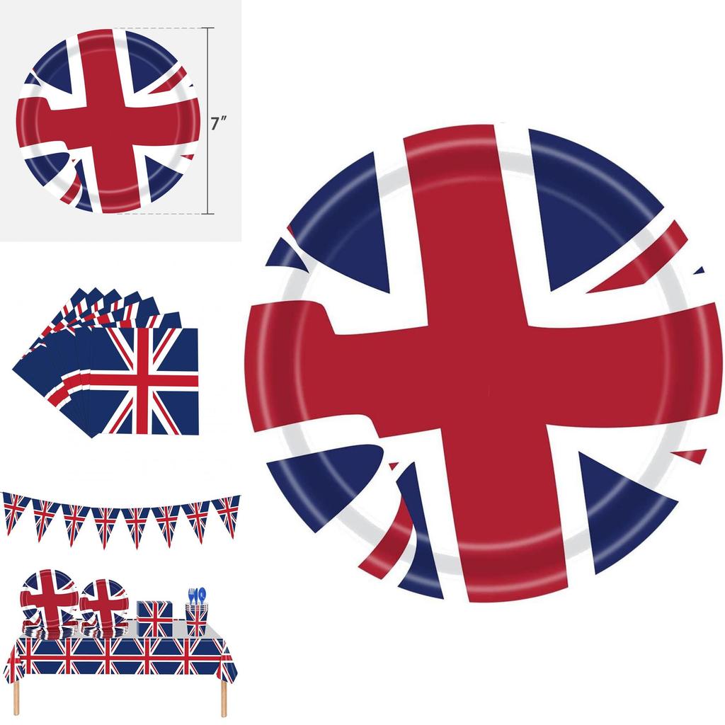 British Flag Party Supplies Set Commemorate The Platinum Jubilee 2022 With This Valuable Multi-functional Kit!