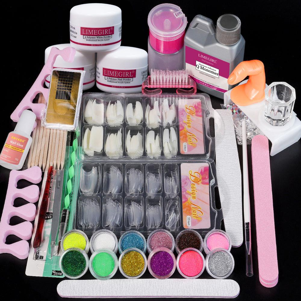 Kit Unghie Acriliche 30 Pezzi Polvere Acrilica Cristallo Set Estensione, Kit Base Manicure Professionale
