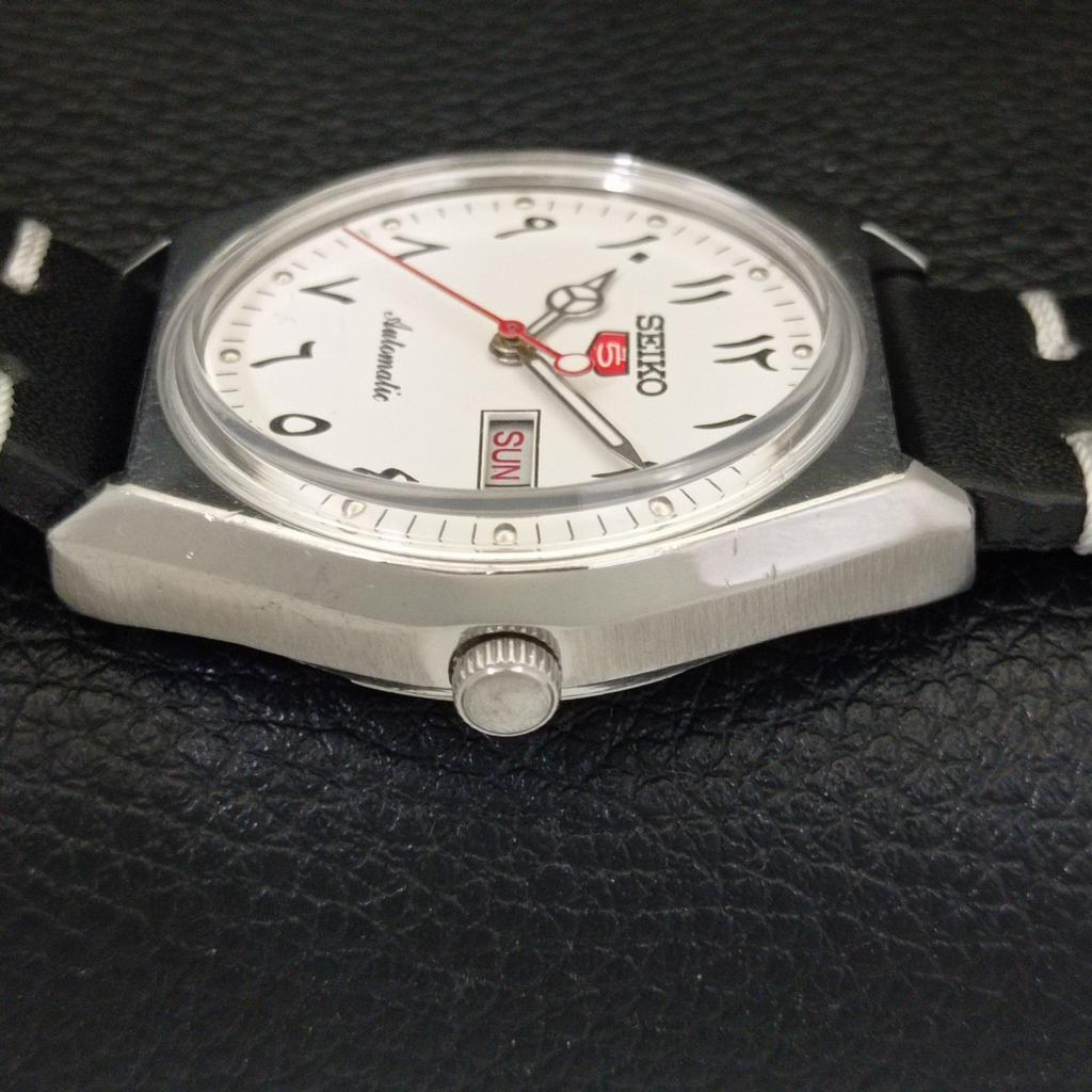 Seiko 5 AUTOMATIC JAPAN 6309A MENS VINTAGE ARABIC WHITE DIAL WATCH A701300-5