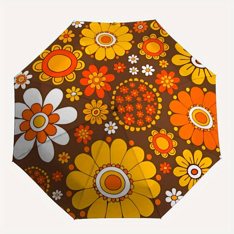

1 шт. Складной компактный зонт-трость с цветочным узором, автоматическое открытие/закрытие, 8 спиц, прочный купол, легкий, портативный, для повседневного использования, подарок, уличный зонт, Tra