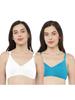 Rupa Softline Women's Viscose Wire Free Classic Full Coverage Bra (Pack of 2) (5053_White-Blue_32B)
