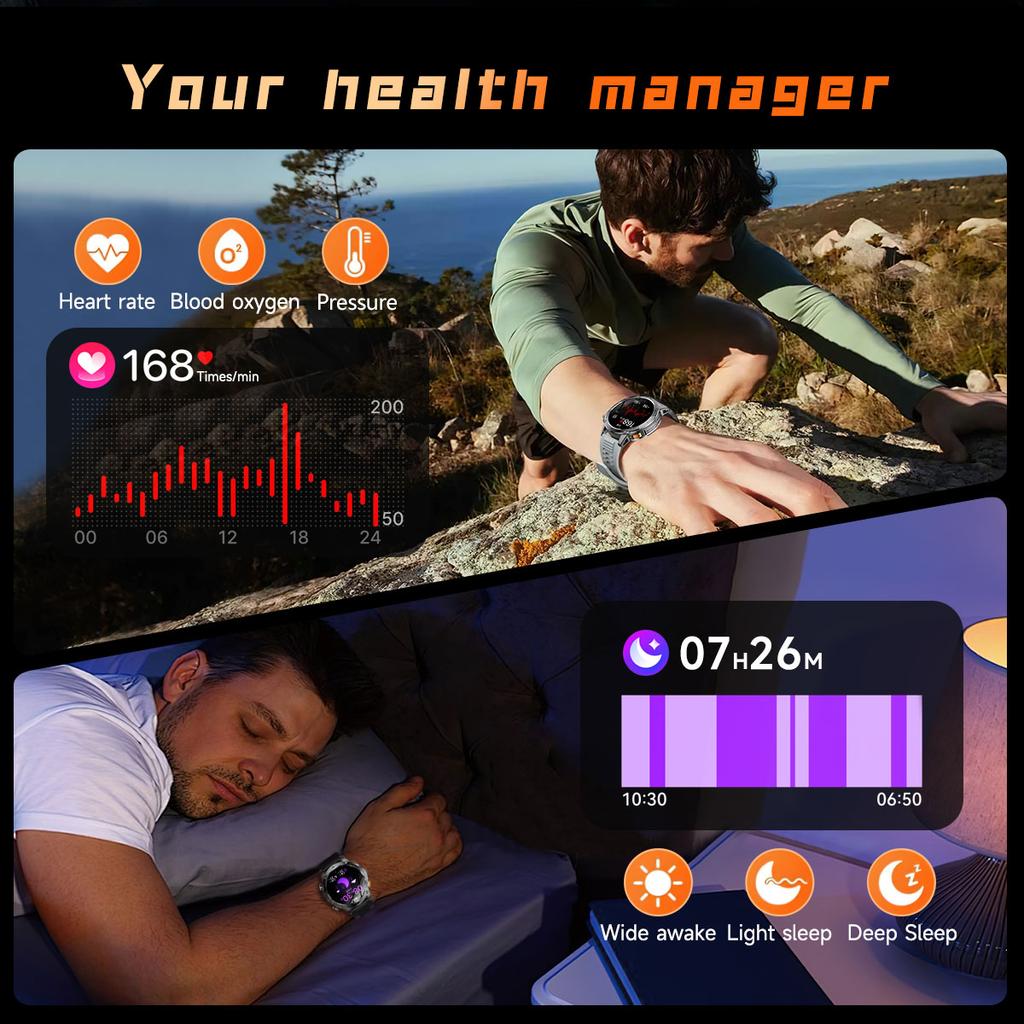New Outdoor Sports 1000mAh Battery Smart Watch Men HD  Screen GPS trackr Bluetooth Call Smartwatch IP68 Waterproof