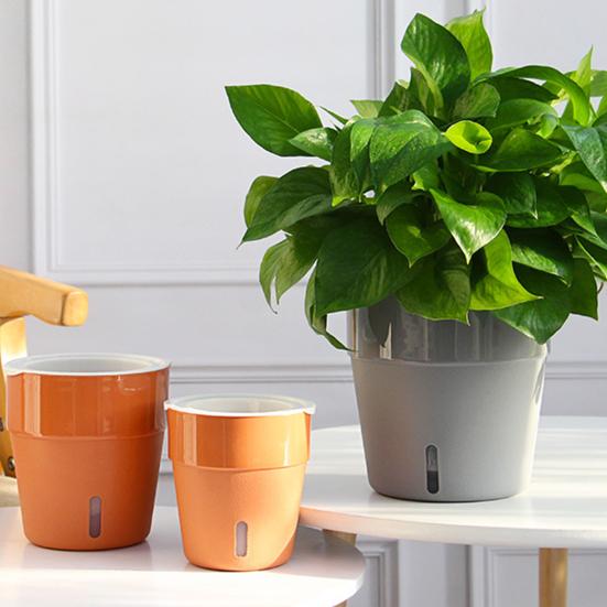 Plant Pot Eye-catching Heat Resistant Plastic Automatic Water Absorption Plant Pot with Cotton Ropes for Home