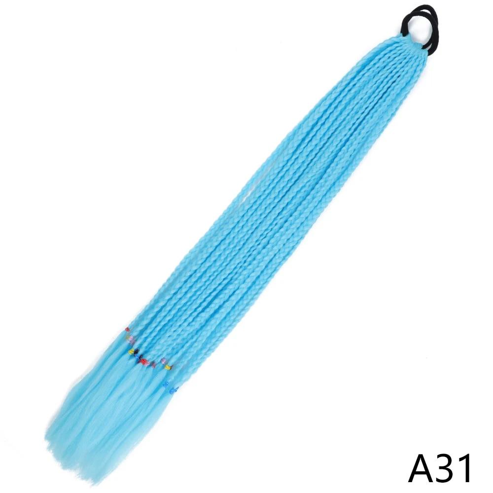 Synthetic Long Wig Colored Braided Ponytail Hair Extension Elastic Rubber Band Braiding Ponytail Hair Extensions For Girls