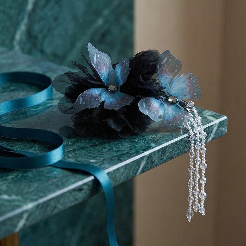 Large Size Butterfly Tassel Hair Claw Clips Beads Ancient Style Hairgrips  Women