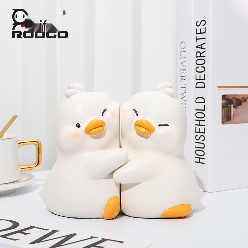Creative Duck Bookend: Resin Ornament for Bookshelf, Living Room, Bedroom Decor