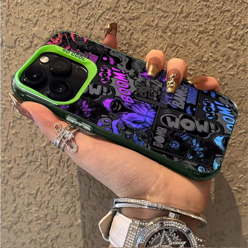 Graffiti Black Comic Style Phone Case For iPhone 17 Air 16 e 15 14 13 12 11 Pro Max Plus Mini SE 2020 2022 Shockproof