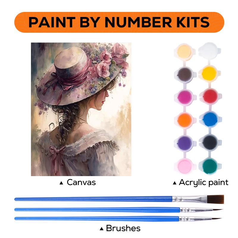 Elegant DIY Girl Paint by Numbers - Frameless Acrylic Decorative Art