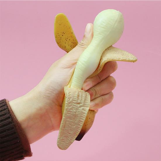 Simulation Peeled Banana Squeeze Toy Soft Stretchy Banana Shape Fidget Toy Portable Simulated Fruit Sensory Pinch