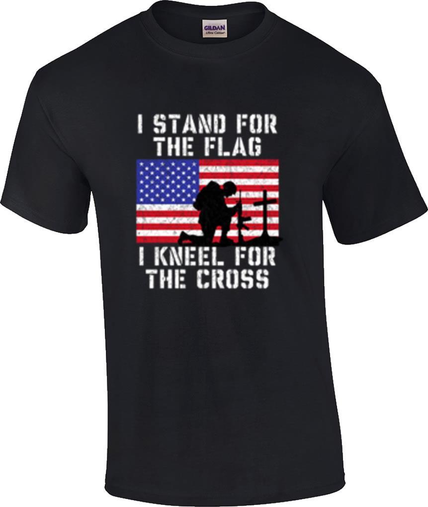 TALL I Stand For The Flag I Kneel For The Cross Patriotic Christian T-Shirt XXXL