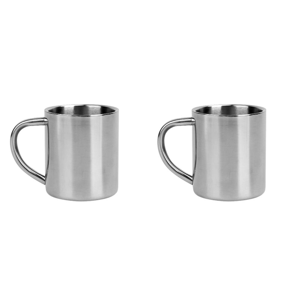 

2Pcs 220ML Drinking Cup Double Wall Stainless Steel Mug Travel Camping Coffee Tea Milk Cup with Handle Tumbler Water Juice Mug