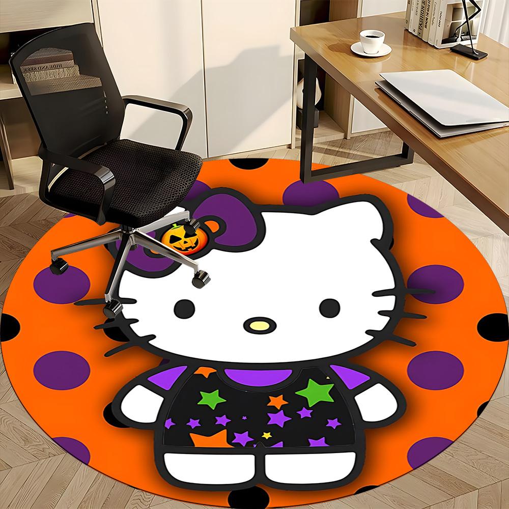 1pc Hello Kitty Chair Carpet for Office, Indoor Non Slip Washable Polyester Fiber Carpet, Mat For Office, Machine Washable