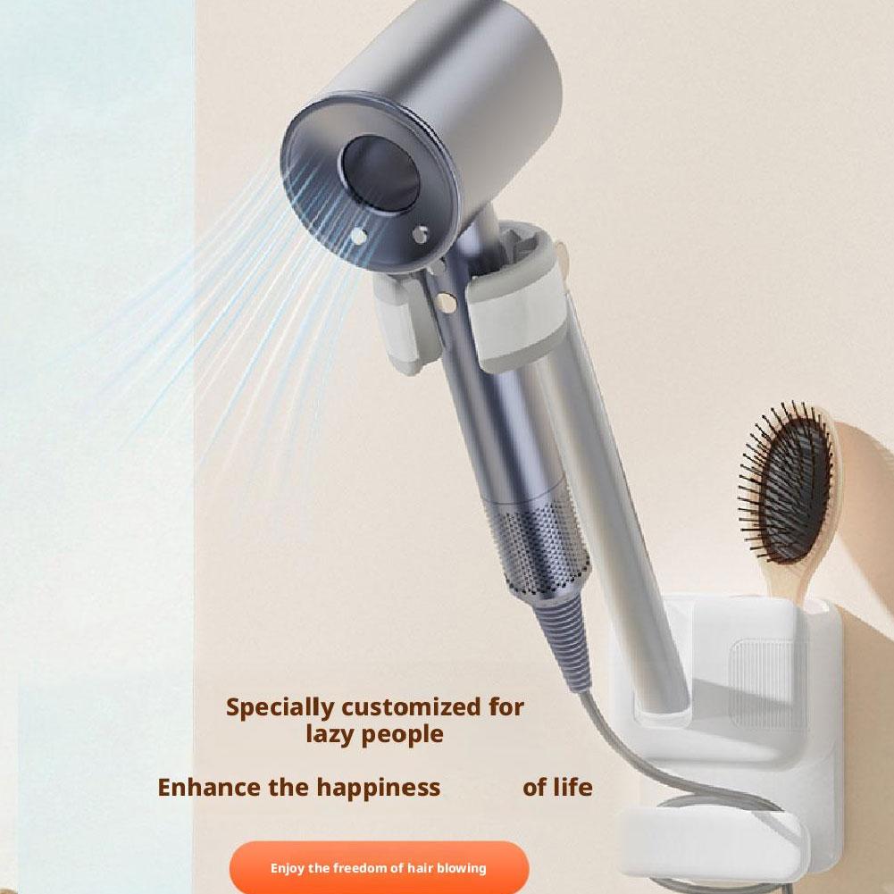 Hair Dryer Holder Non-Drilling Wall-Mounted Hair Dryer Wall Storage Lazy For Bathroom Mounted S G5D6