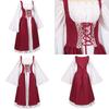 Medieval Women Victorian Long Red White Dress High Waist Design Parties Cosplay