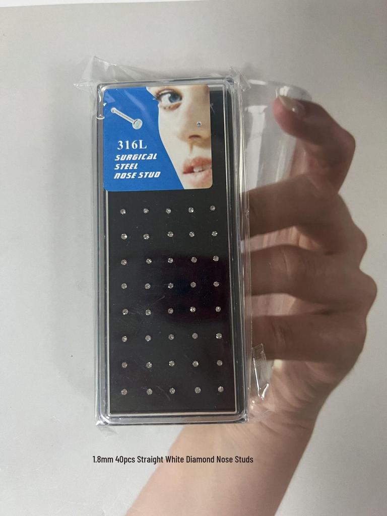 60 piezas 1.8mm Acero Inoxidable Pedrería Piercings de Nariz y Joyería para Cartílago de la Oreja