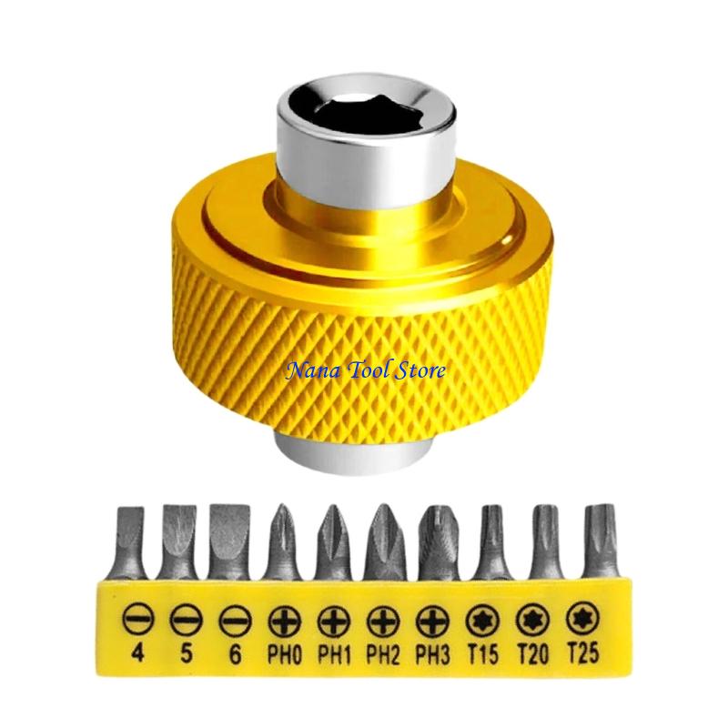 31GJ Professional Quick Switching Compact Ratcheting Wrench Set With Yellow Bits Carbon Steel Material For Emergency Repairs