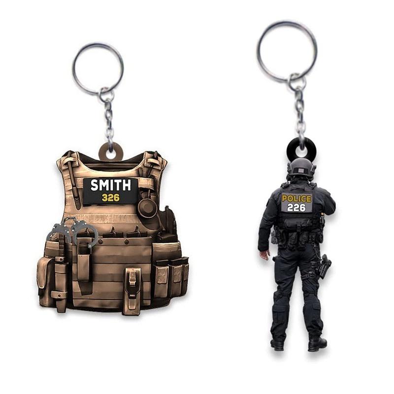 Acrylic Police Gift Keychain Flat Backpack Dcor Creative Hanging Pendant Key Ring