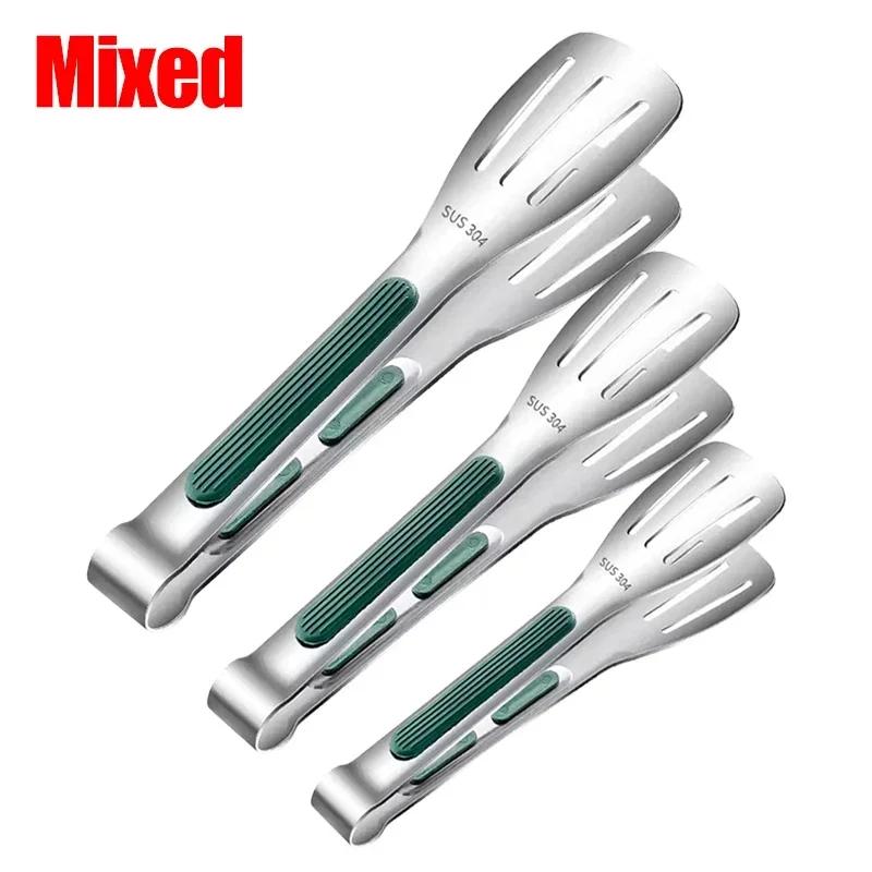 Stainless Steel Kitchen Food Tongs Thickened Heat Resistant Barbecue Grill Clips Bread Salad Buffet Cooking Camping Baking Tools