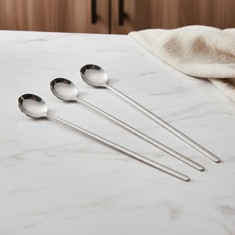 Stainless Steel Coffee Spoon Juice Tea Spoon Long Handle Tea Dessert Spoon Ice Cream Scoop Tableware Stirring Spoon Kitchen Tool